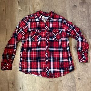 BC Clothing Red Plaid Work Shirt